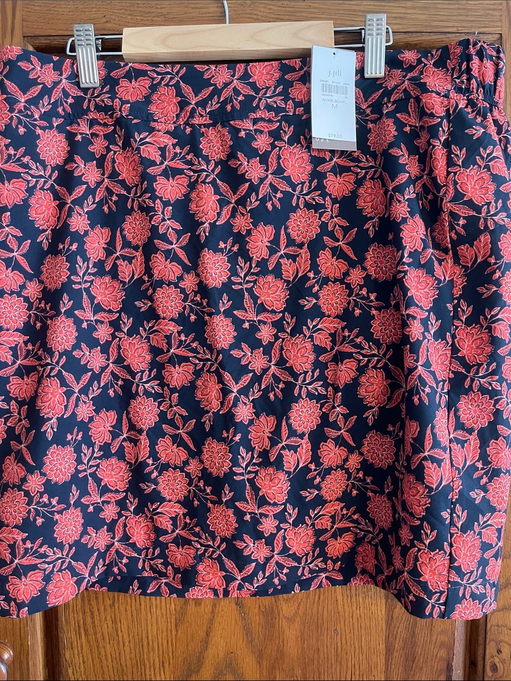 J. Jill Navy Skort with Coral Floral Print